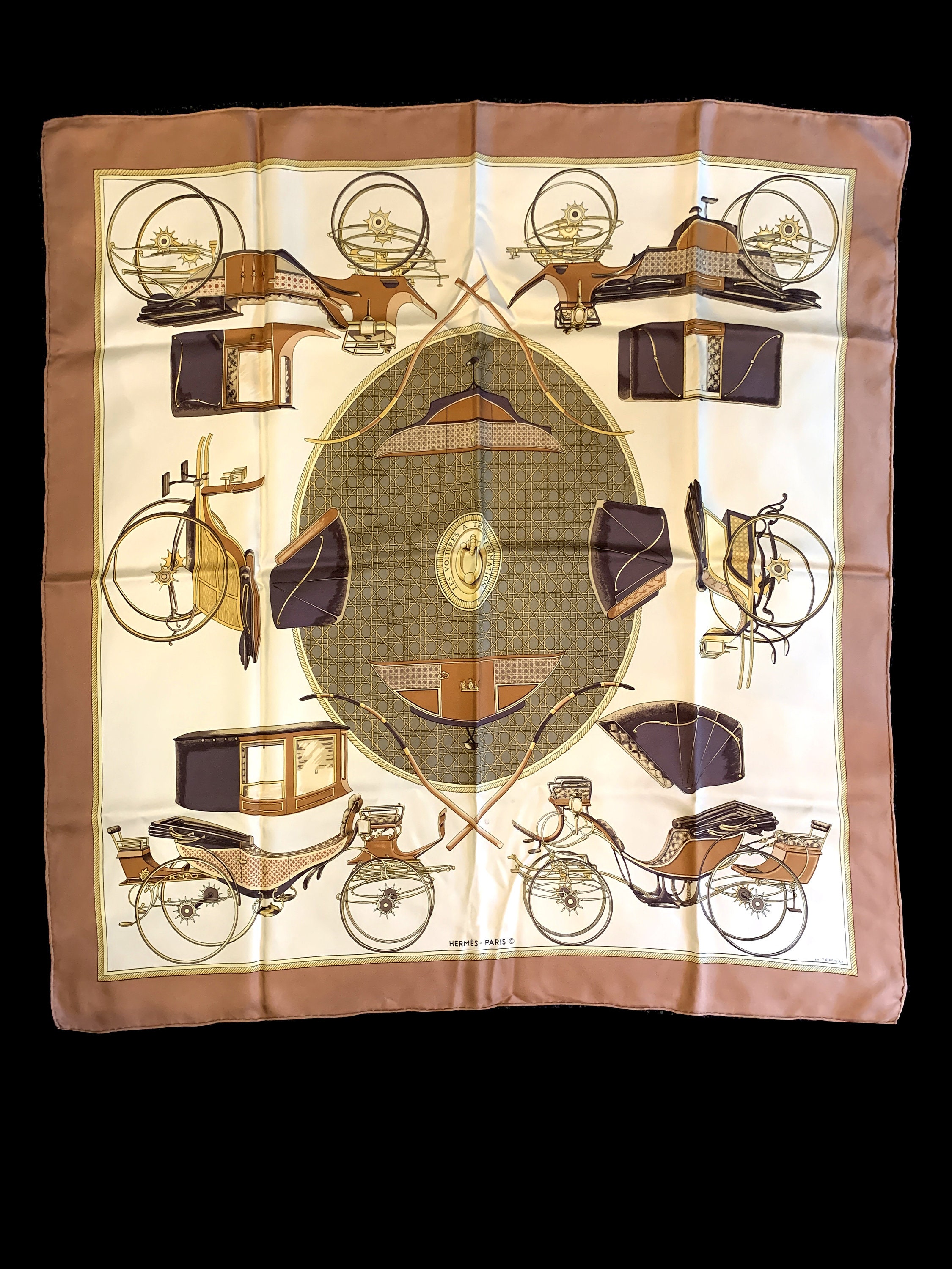 Vintage Hermès Paris Silk Scarf Les Voitures a Transformation Von 