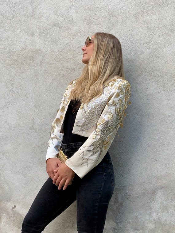 Vintage 90s Evening Spence Sequins Jacket Blazer w