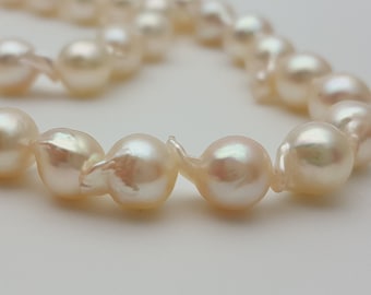 DIY - Japanese pearl strand - good quality baroque white rose Japanese Akoya cultured pearls 7-7.5mm