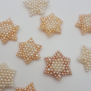 DIY Pearls - Pack of Twenty - Wooven pearl &quot;Star of David&quot; - high quality round natural multi color fresh water cultured pearls 3-4mm