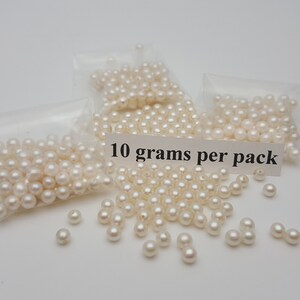 4-4.5mm Half-Drilled Freshwater Pearls: White Round Cultured Pearls, 10 grams