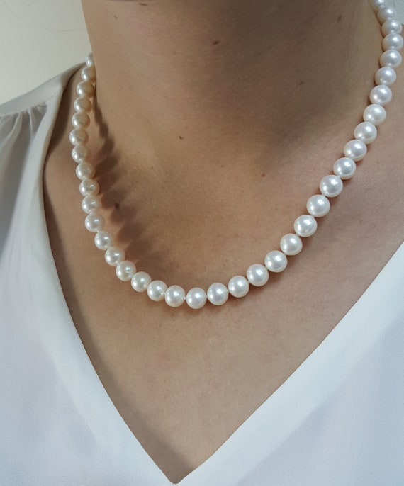 8-8.5mm Pearl Necklace High Quality Round White Fresh Water