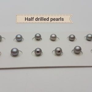 DIY PEARLS - Pack of 26 loose pearls - Beautiful half-drilled round gray color freshwater cultured pearls 4-4.5mm