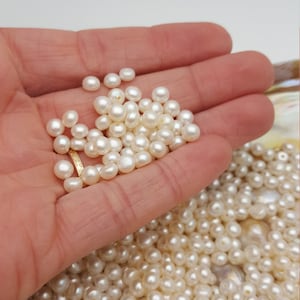 Half-Drilled White Button Pearls: 4-4.5mm Freshwater Cultured Pearls (19 grams)