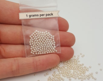 DIY PEARLS - Pack of 1 grams tiny loose pearls - Beautiful non-drilled round white freshwater cultured pearls 1.7-1.8mm