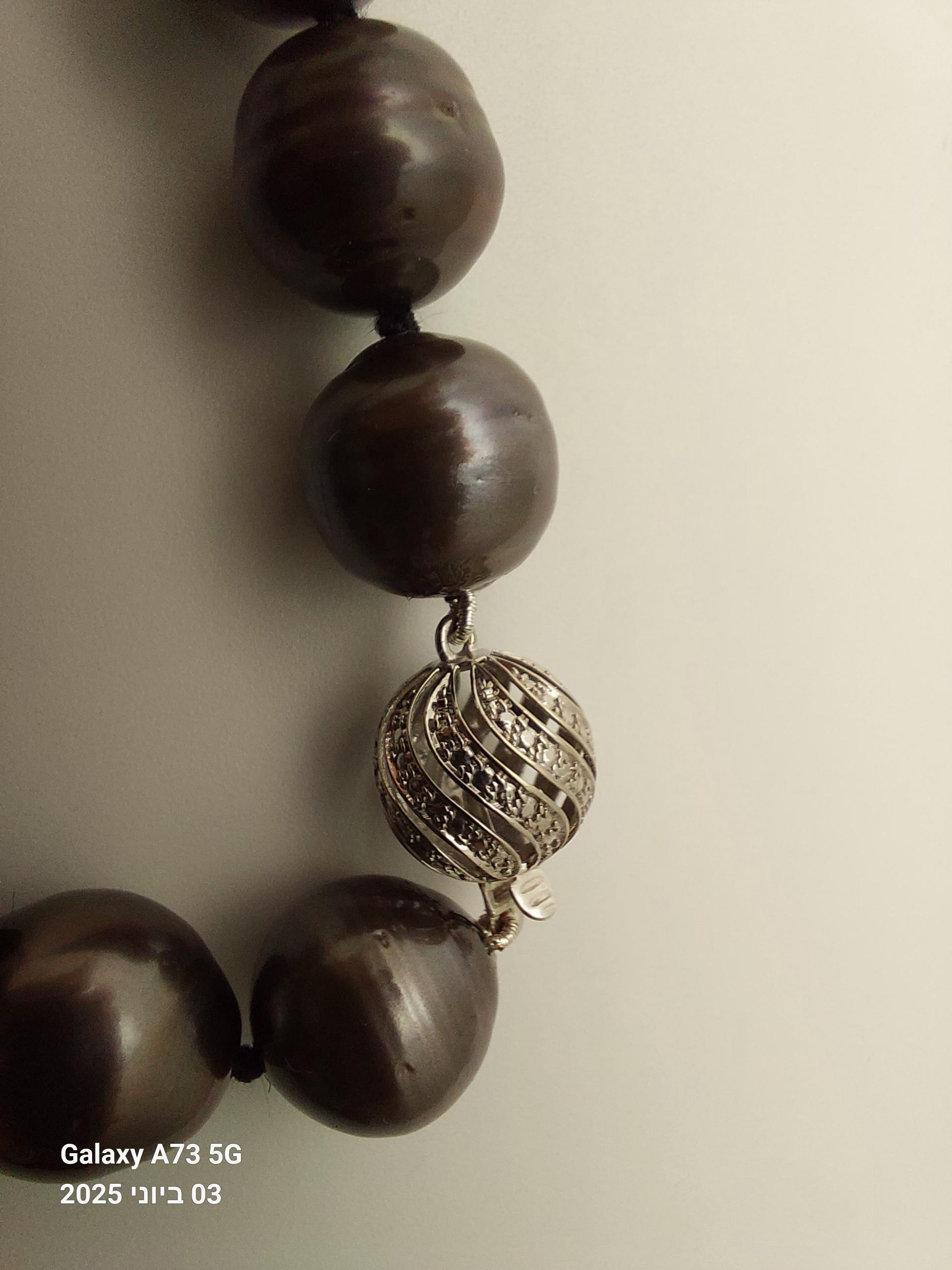 Collana Di Perle D'acqua Dolce Nere Naturali, Filo Da 18 Pollici Con Perle Da 8-9 Mm - Eleganza Senza Tempo
