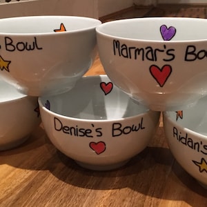 Personalised bowl with name for Fathers Day children and adults deep white bowl, gift for thank you teacher Eid gift image 2