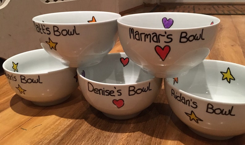 Personalised bowl with name for Fathers Day children and adults deep white bowl, gift for thank you teacher Eid gift image 2