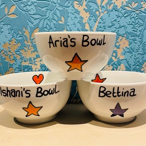 Personalised bowl with name for Fathers Day children and adults deep white bowl, gift for thank you teacher Eid gift image 1