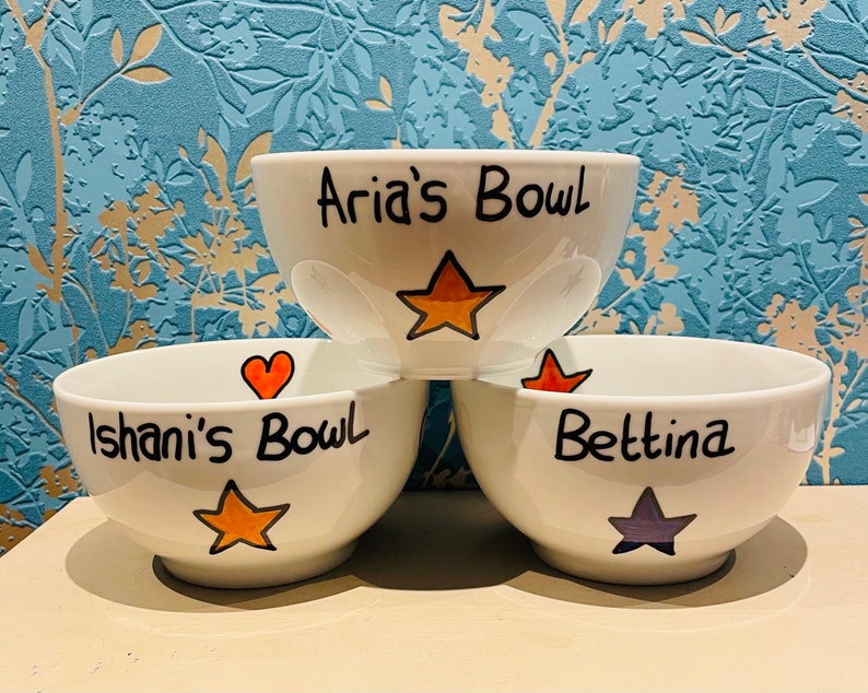 Personalised bowl with name for Fathers Day children and adults deep white bowl, gift for thank you teacher Eid gift image 1