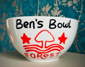 Nottingham Forest personalised bowl for cereal pasta with name football logo NFFC boys gift