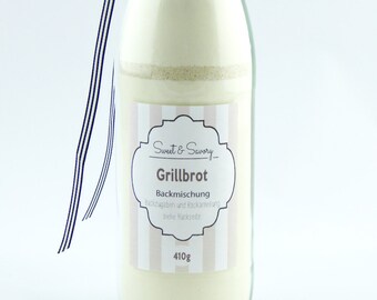 Backmischung Grillbrot, Brot Backmischung in der Flasche, ideal als Geschenk zum Geburtstag, Weihnachten, Ostern für Sie und Ihn