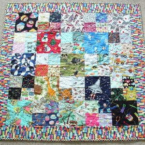 Unique Handmade Patchwork Heirloom I-Spy Quilt - Boys (598)