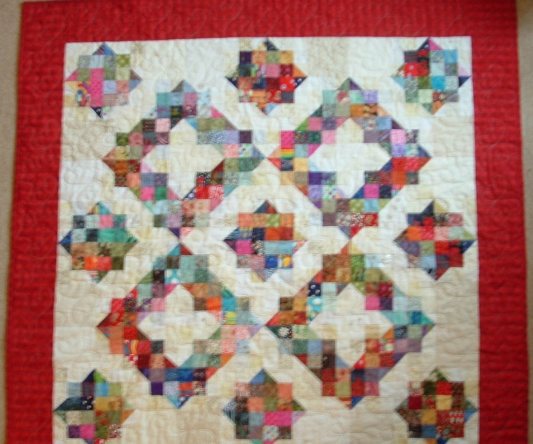 Unique Handmade Patchwork Heirloom Lap Quilt - Happy 2B Scrappy IX - Etsy