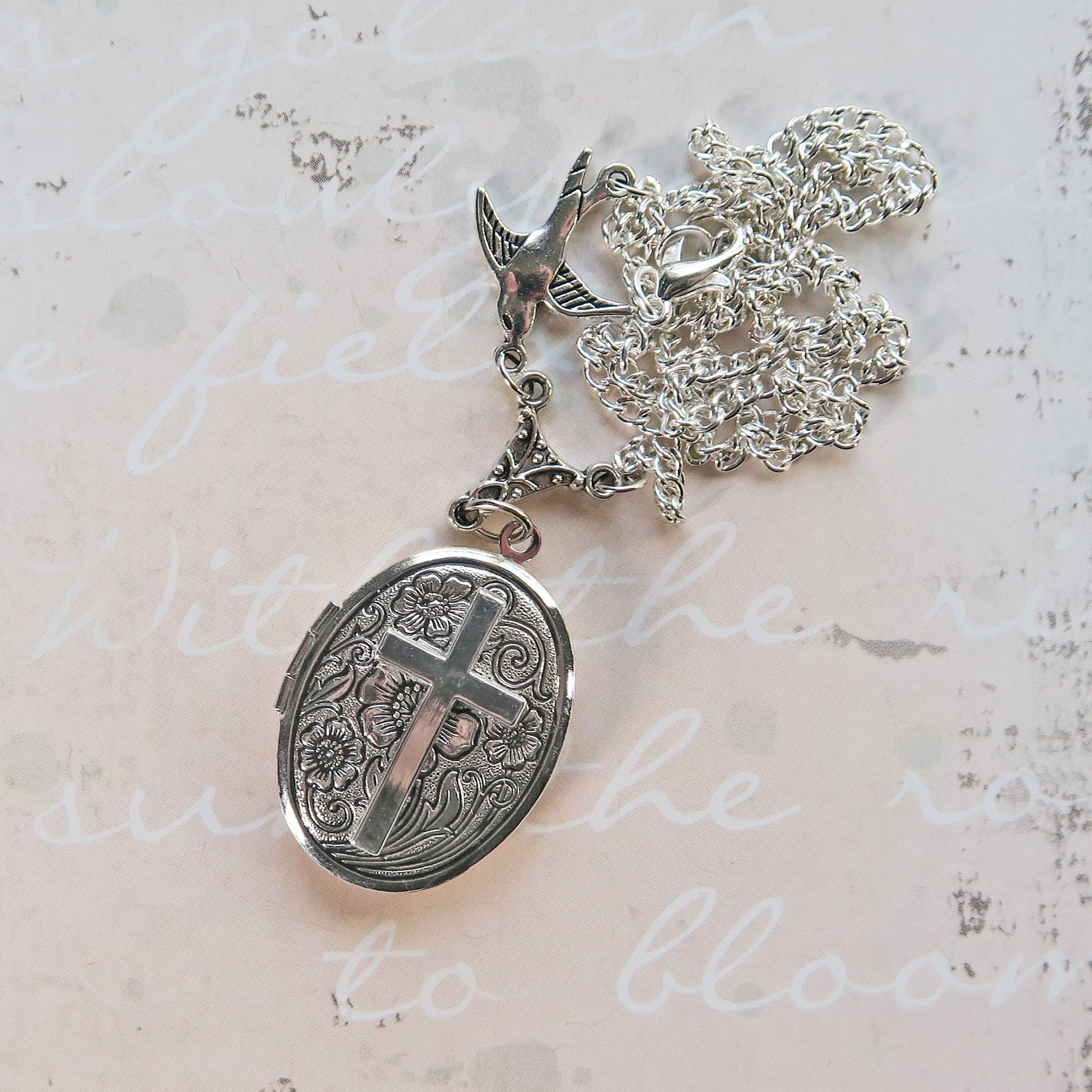 Cross Locket Necklace Cross Necklace Religious Jewelry Etsy