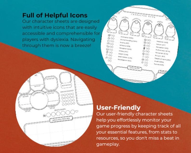 D&amp;D 5e Character Sheet PDF, Canva Editable Tempalte for Dungeons and ...