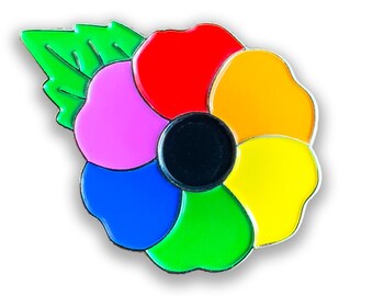 Regenbogen Mohnblume Emaille Pin | Erinnerung | Blumen-Denkmal | LGBTQ Pride
