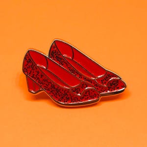 Wizard of Oz Ruby Slippers Enamel Pin Badge | Glitter Red Shoes