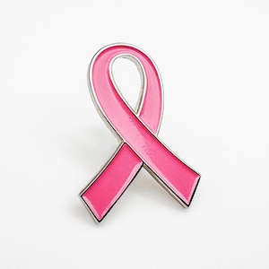 Breast Cancer Awareness Pink Ribbon Charity Enamel Pin Badge | Lapel Brooch | Donation image 1