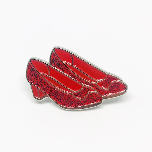 Dorothy Wizard of Oz Ruby Slippers Enamel Pin Badge | There's no place like home | Glitter Sparkle Red Shoes | Novelty Gift Idea Cute