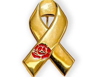 Gold Ribbon Mohn Emaille Anstecknadel Abzeichen | Erinnerung damit wir nicht vergessen | Erinnerungsveteranen | WK1 WW2