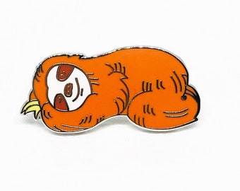 Leuke emaille pin-badge luiaard | Slapende smileyluiaard | Nieuw cadeau-idee | Dierenliefhebber
