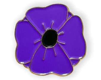 Lila Mohn Emaille Pin Anstecker | Kriegstiere Volkstrauertag | Blume | Kriegsveteranen-Denkmal | WK1 WW2
