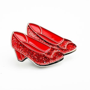 Dorothy Wizard of Oz Ruby Slippers Enamel Pin Badge | There&#39;s no place like home | Glitter Sparkle Red Shoes | Gift Idea