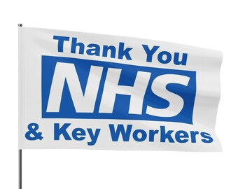 Vielen Dank NHS & Key Workers 5 ft x 3 ft Polyester Flagge | Liebe | COVID Pandemic UK