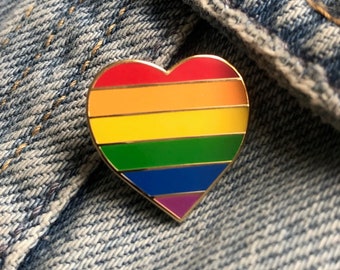 LGBTQ Rainbow Heart Enamel Pin Badge | Gay Pride Month 2021 | Lesbian Diversity | Love Heart