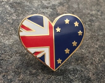 Europe / UK Love Heart Enamel Pin Badge | Remain Brexit EU Referendum Pro-EU Europe | Politics | England Scotland Wales Ireland