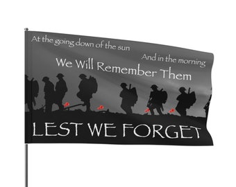 Damit wir die 5ft x 3ft Polyester Flagge nicht vergessen | Wir werden uns an sie erinnern | Volkstrauertag | Kriegsveteranen-Tag | WW1 WW2 | Militär Bundeswehr | Liebe