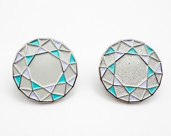 Diamant Geburtsstein Edelstein Emaille Pin Abzeichen | April Geburtsstein Edelstein | Geschenkidee Geburtstag | Widder / Stier Sternzeichen Sternzeichen