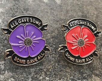 Poppy Enamel Pin Badge | All Gave Some Some Gave All | Remembrance Lest We Forget | Animals of War | Memorial Veterans | Charity