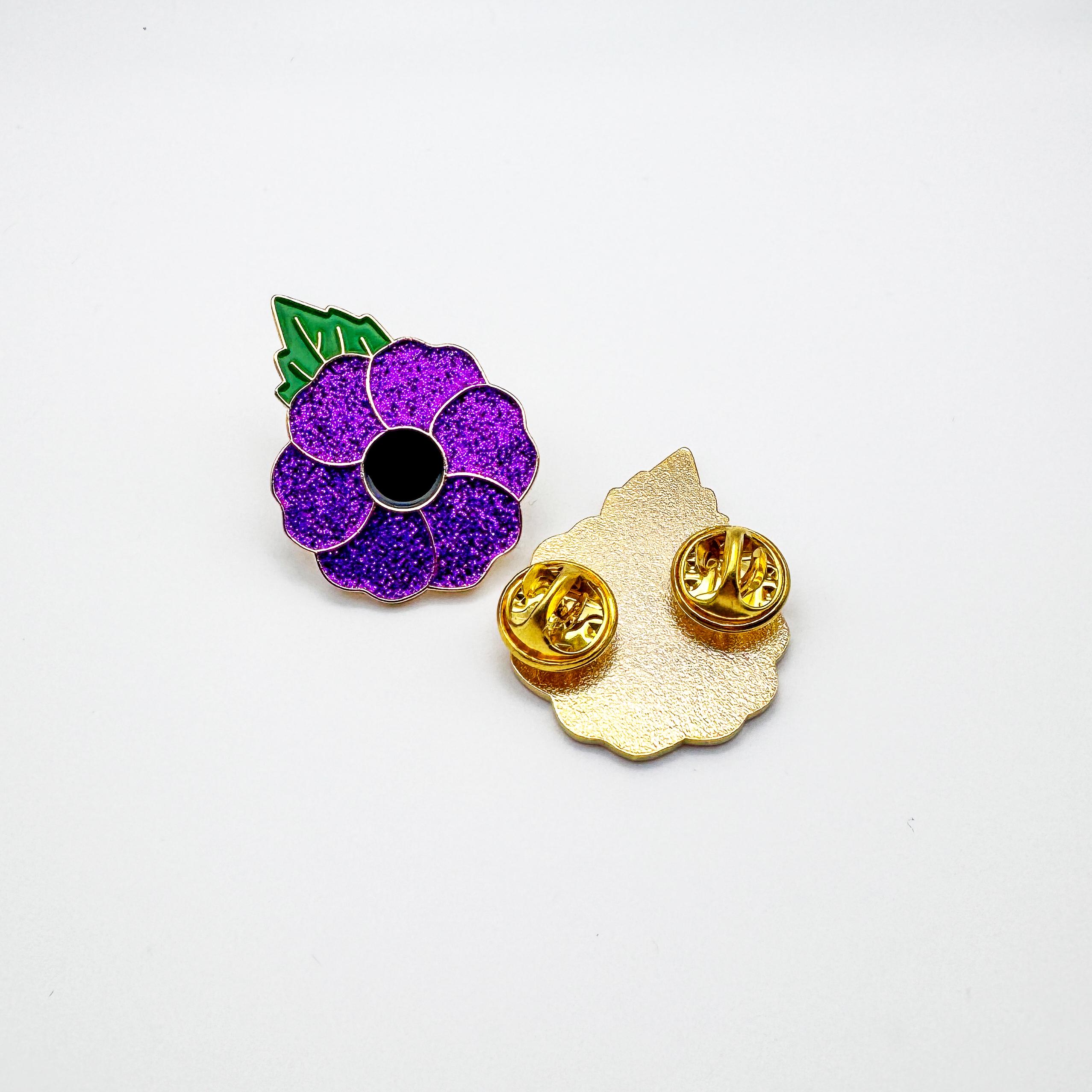 Purple Flower Remembrance Dog Badge Pin Lest We Forget Animals In - Foto 7