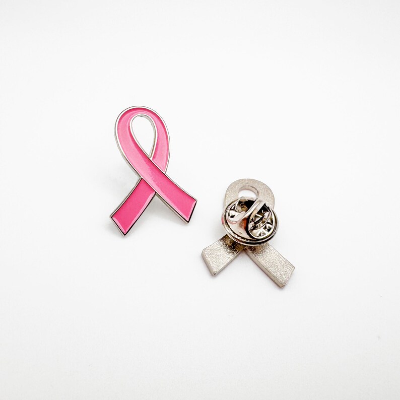 Breast Cancer Awareness Pink Ribbon Charity Enamel Pin Badge | Lapel Brooch | Donation image 2