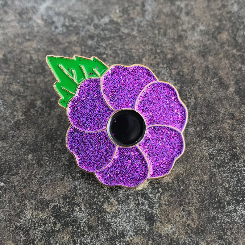 Glitter Red / Purple Poppy Enamel Pin Badge Remembrance Etsy