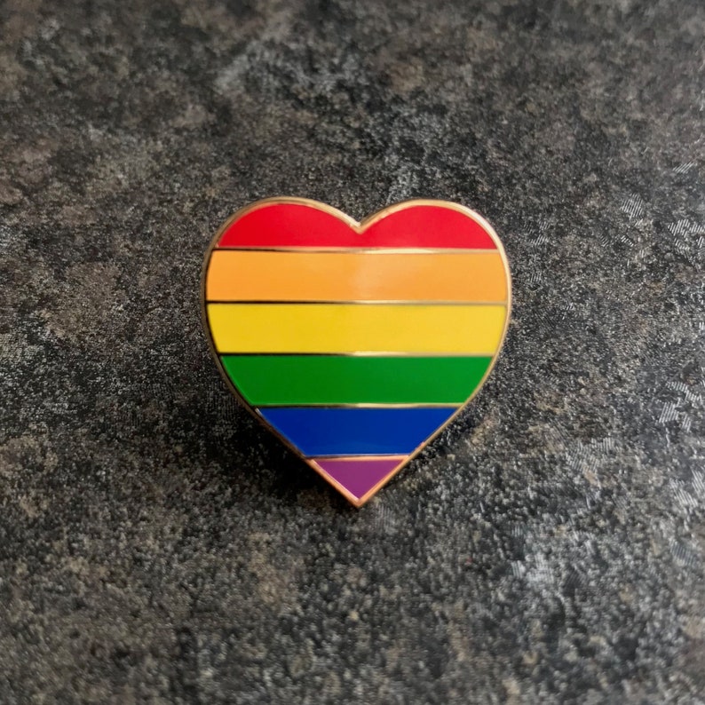 Lgbtq Rainbow Heart Enamel Pin Badge Gay Pride Month 2021 Etsy