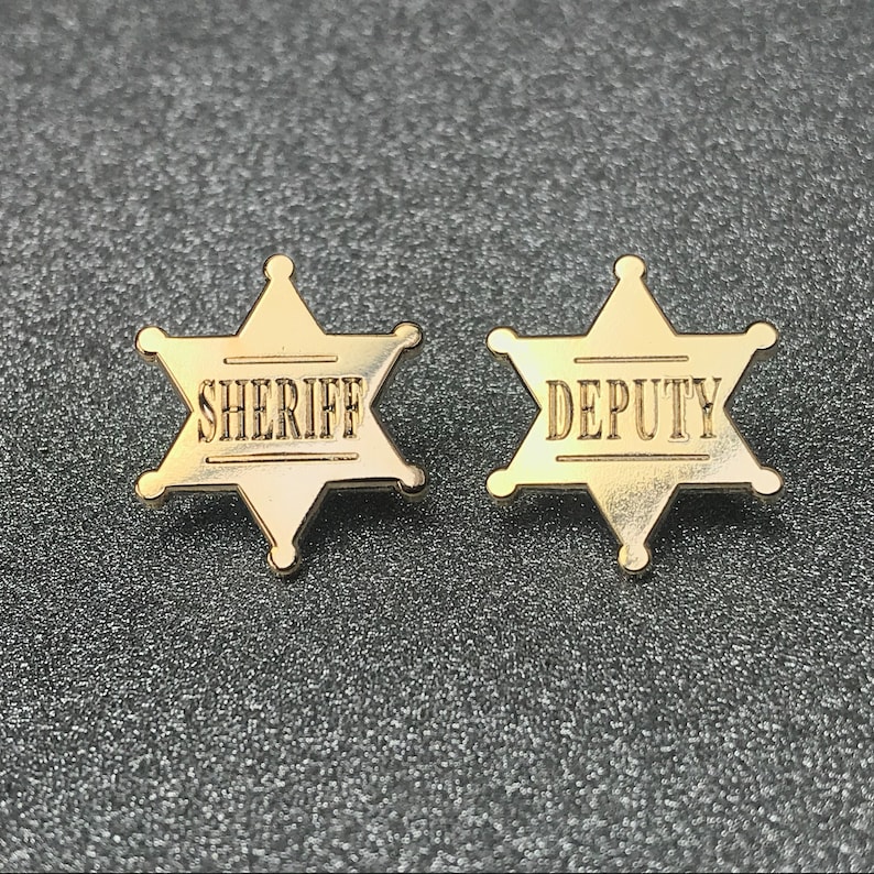 Sheriff & Deputy Gold Enamel Pin Badges Novelty Fancy Dress Etsy UK