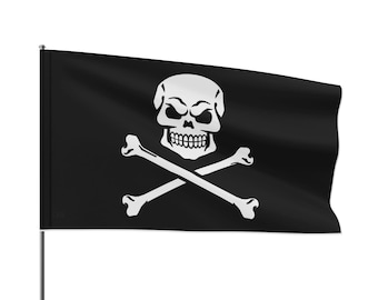 Totenkopf 5 ft x 3 ft Polyester Flagge | Jolly Roger Pirat | Schneller Versand