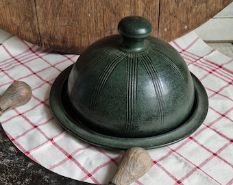 French cheese cloche made of earthenware cover hood shabby vintage