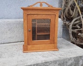 Antique pharmacy cabinet pharmacist cabinet medicine cabinet hardwood wood glass Shabby vintage cottage farmhouse brocante country house