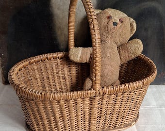 Antique basket egg basket wicker basket French vintage decor