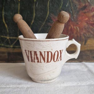 Antique Viandox cup Sarreguemines from France Shabby vintage