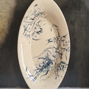 Antique Ravier Terre de fer with floral decoration Shabby vintage from France