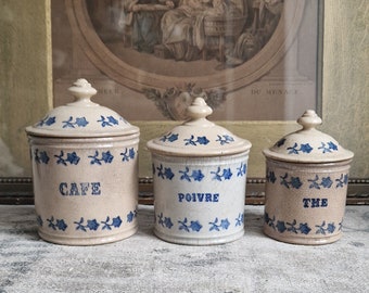 3 pots de rangement anciens Saint Vallier Saint Uze Shabby vintage de France