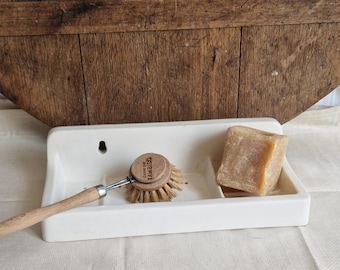 Antieke zeepbak, zeepbakje Sarreguemines Digoin, shabby chic, Franse vintage decoratie