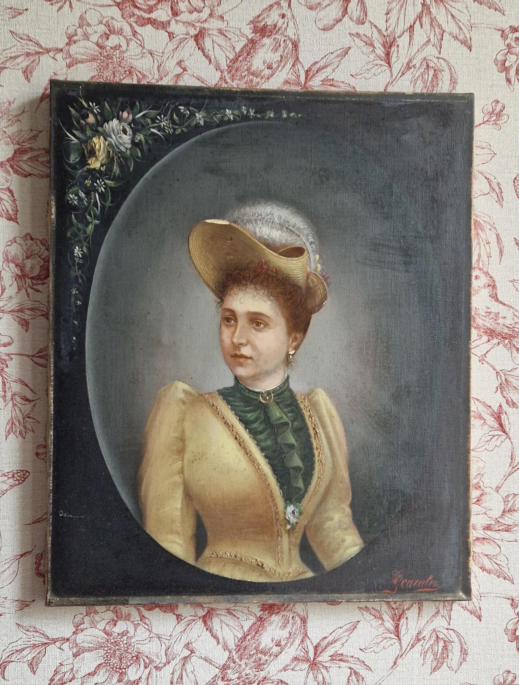 Antique 19th Century French Woman Painting - Etsy