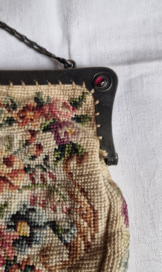 Evening bag handbag tapestry handmade around 1900… - image 3