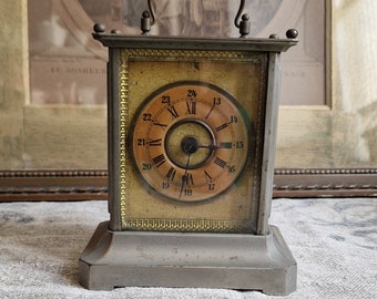 Antique officer alarm clock Junghans table clock Shabby vintage around 1900-1910